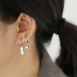 Lade das Bild in den Galerie-Viewer, Fashion Doule Hole CZ Love Letters Rectangle 925 Sterling Silver Earring Buckles
