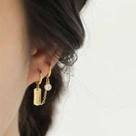 Lade das Bild in den Galerie-Viewer, Fashion Doule Hole CZ Love Letters Rectangle 925 Sterling Silver Earring Buckles
