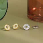 Lade das Bild in den Galerie-Viewer, Hot Shell Pearl Geometry Hollow Circle 925 Sterling Silver Stud Earrings
