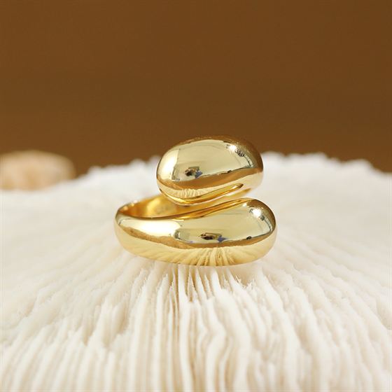 New Waterdrop Unique 925 Sterling Silver Adjustable Ring - SterlingSilberSchmuck
