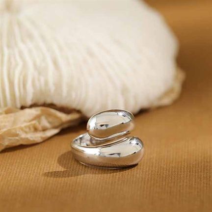 New Waterdrop Unique 925 Sterling Silver Adjustable Ring - SterlingSilberSchmuck