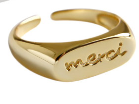 Merci Schrift Ring 925 Sterling Silber verstellbar elegant