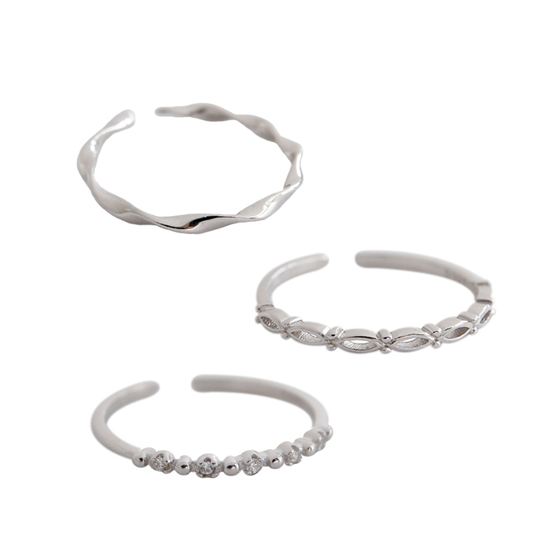 Gift CZ Simple 925 Sterling Silver Adjustable Ring - SterlingSilberSchmuck