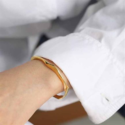 New Irregular 925 Sterling Silver Open Bangle - SterlingSilberSchmuck