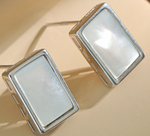 Lade das Bild in den Galerie-Viewer, Office Geometric Rectangle Shell 925 Sterling Silver Stud Earrings
