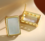 Lade das Bild in den Galerie-Viewer, Office Geometric Rectangle Shell 925 Sterling Silver Stud Earrings
