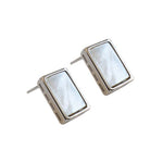 Lade das Bild in den Galerie-Viewer, Office Geometric Rectangle Shell 925 Sterling Silver Stud Earrings
