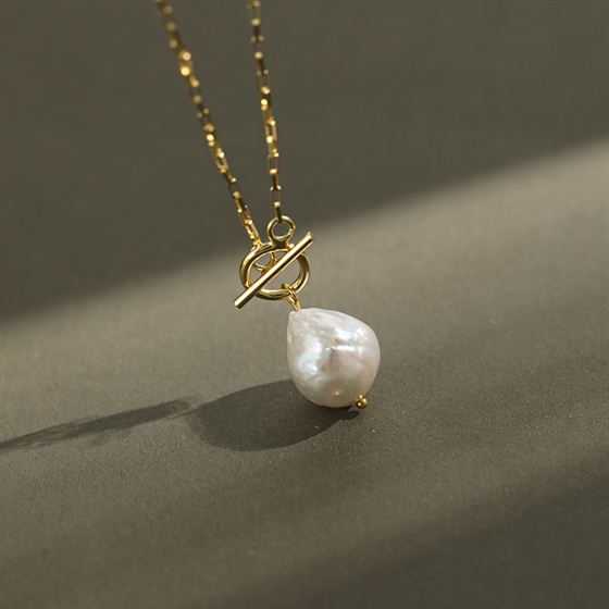 Naturperlen Halskette aus 925 Sterlingsilber – Unregelmäßig Elegant