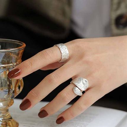 Unregelmäßiger Waterdrop Ring aus 925er Silber – Verstellbar Modern - SterlingSilberSchmuck