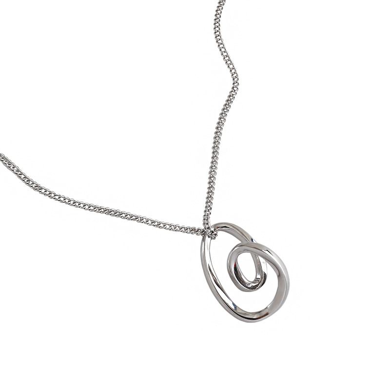 Simple Irregular Hollow Heart 925 Sterling Silver Necklace - SterlingSilberSchmuck