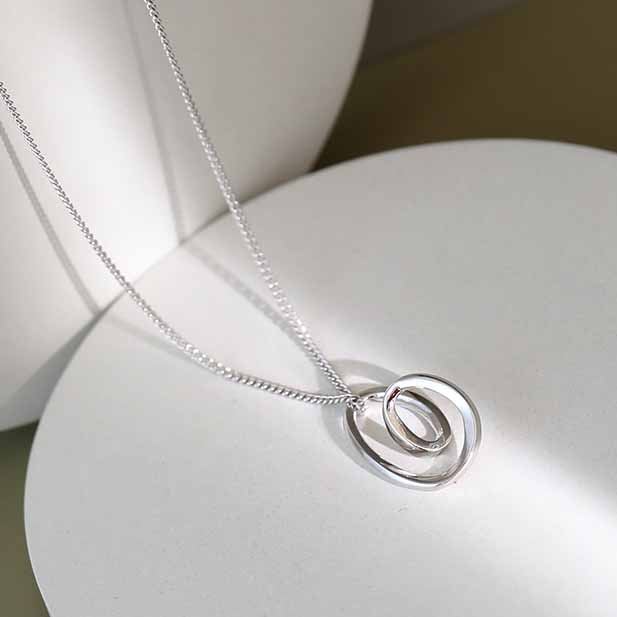 Simple Irregular Hollow Heart 925 Sterling Silver Necklace - SterlingSilberSchmuck