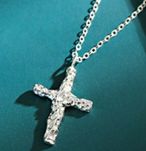 Holy Irregular Cross 925 Sterling Silver Necklace - SterlingSilberSchmuck
