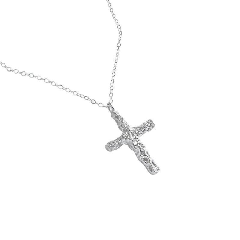 Holy Irregular Cross 925 Sterling Silver Necklace - SterlingSilberSchmuck