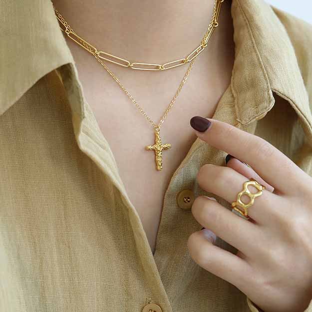 Holy Irregular Cross 925 Sterling Silver Necklace - SterlingSilberSchmuck