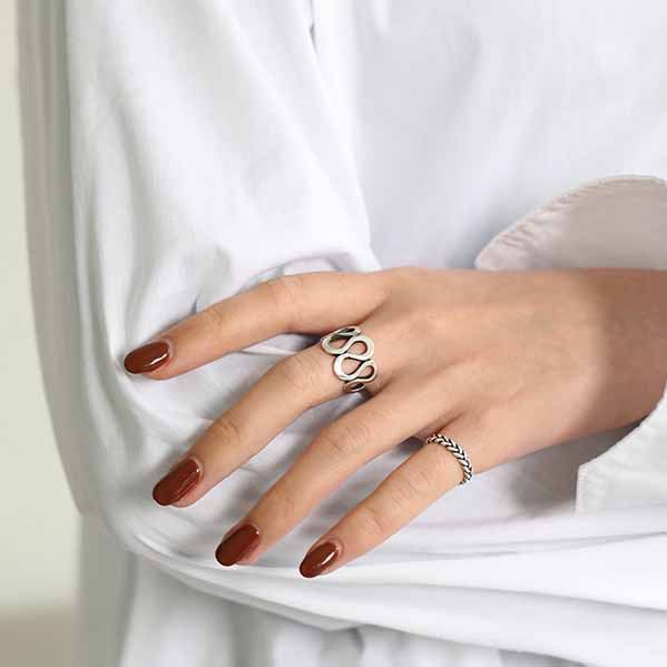 Hollow Wave Ring 925 Sterling Silber verstellbar Vintage elegant