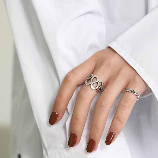 Hollow Wave Ring 925 Sterling Silber verstellbar Vintage elegant