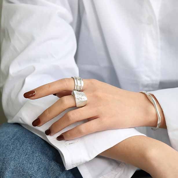 Unregelmäßiger Geometrie Ring 925 Sterling Silber verstellbar