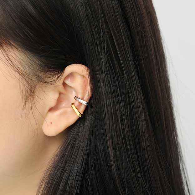 Unregelmäßiger Kreis Clip Ohrring 925 Sterling Silber Single modern