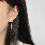 Lade das Bild in den Galerie-Viewer, Fashion Irregular Cross 925 Sterling Silver Dangling Earrings
