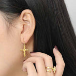 Lade das Bild in den Galerie-Viewer, Fashion Irregular Cross 925 Sterling Silver Dangling Earrings
