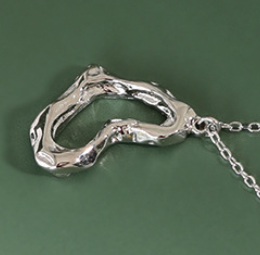 Irregular Hollow Heart 925 Sterling Silver Necklace - SterlingSilberSchmuck