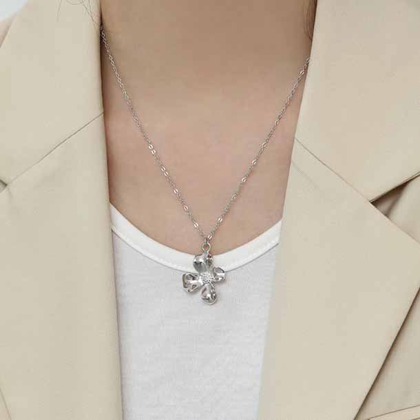 Blumen Halskette 925 Sterling Silber elegant feminin zeitlos