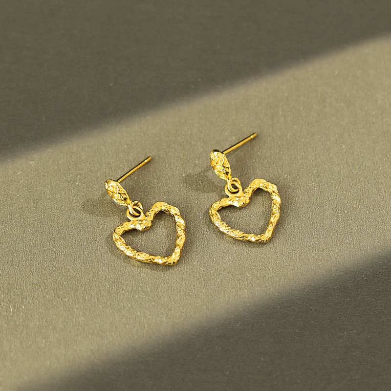 Herz Ohrhänger 925 Sterling Silber - Unregelmäßige hohle Herzen