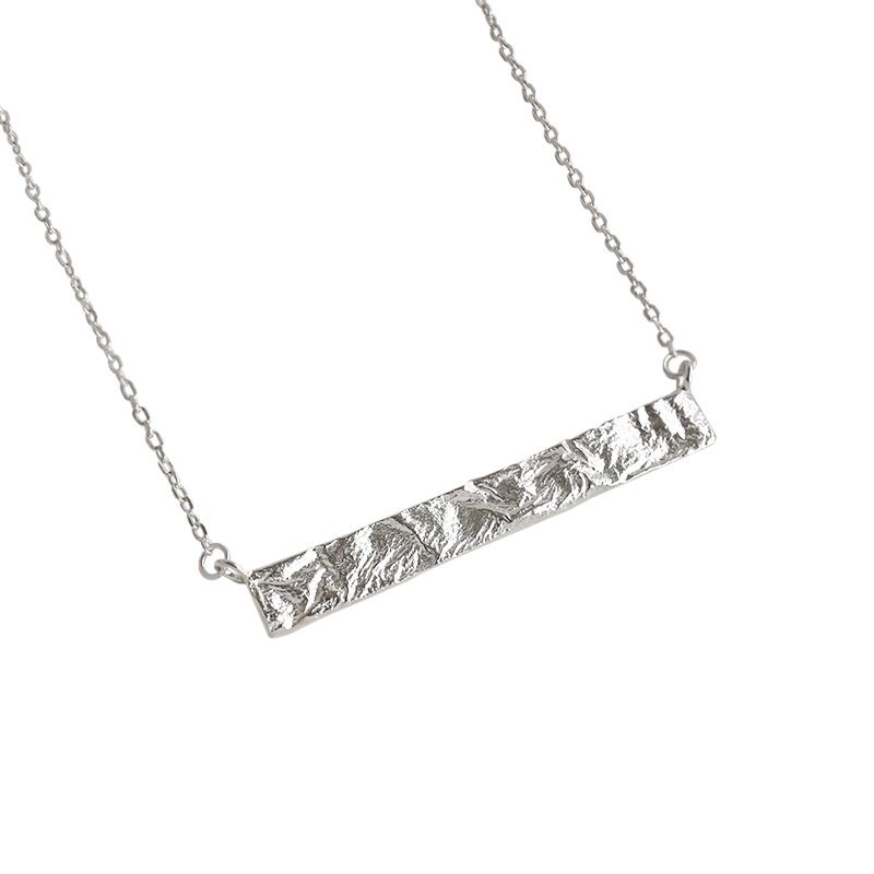 Geometry Rectangle Tag 925 Sterling Silver Necklace - SterlingSilberSchmuck