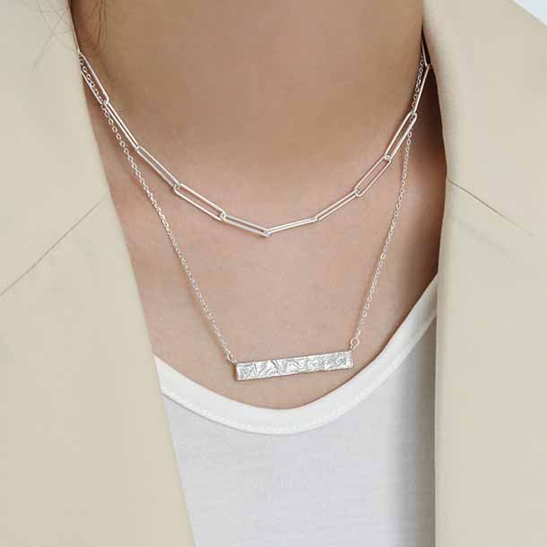 Geometry Rectangle Tag 925 Sterling Silver Necklace - SterlingSilberSchmuck