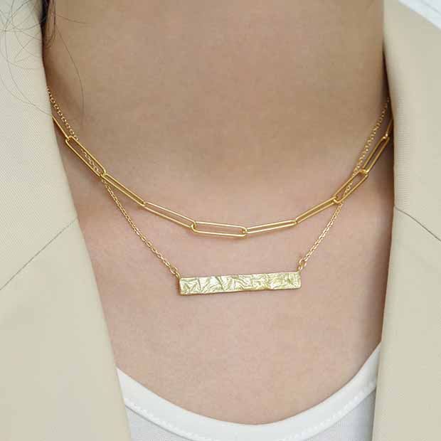 Geometry Rectangle Tag 925 Sterling Silver Necklace - SterlingSilberSchmuck