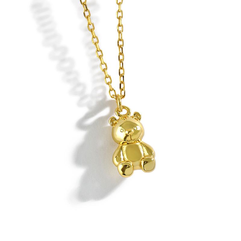 Cute Mini Bear Animal 925 Sterling Silver Necklace - SterlingSilberSchmuck