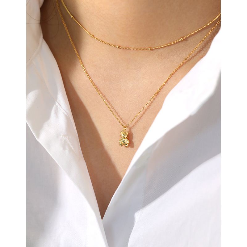 Cute Mini Bear Animal 925 Sterling Silver Necklace - SterlingSilberSchmuck