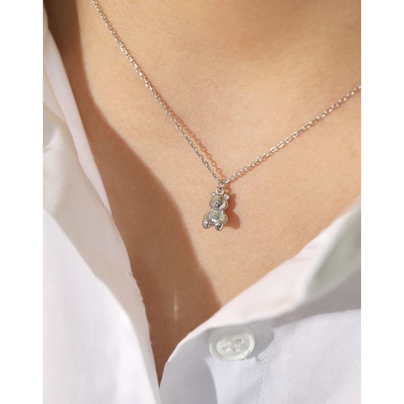 Cute Mini Bear Animal 925 Sterling Silver Necklace - SterlingSilberSchmuck