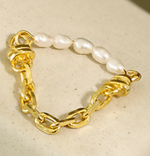 Lade das Bild in den Galerie-Viewer, Fashion Natural Pearls Chain 925 Sterling Silver Ring
