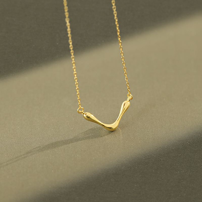 Fashion Letter V Shape 925 Sterling Silver Necklace - SterlingSilberSchmuck