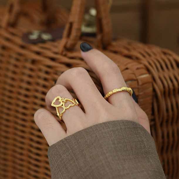 Gesicht Ring 925 Sterling Silber unregelmäßig verstellbar modern
