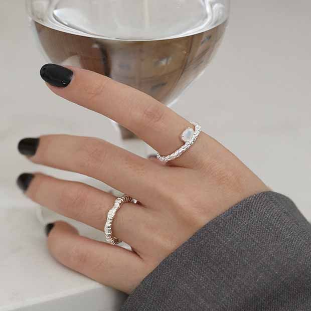 Gesicht Ring 925 Sterling Silber unregelmäßig verstellbar modern