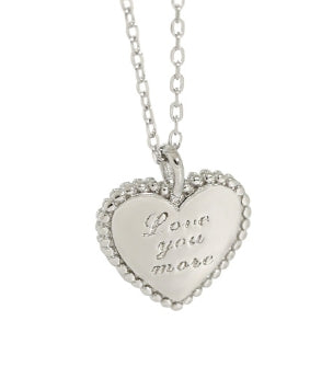 Love Your More Letters Heart 925 Sterling Silver Necklace - SterlingSilberSchmuck