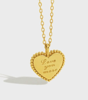 Love Your More Letters Heart 925 Sterling Silver Necklace - SterlingSilberSchmuck