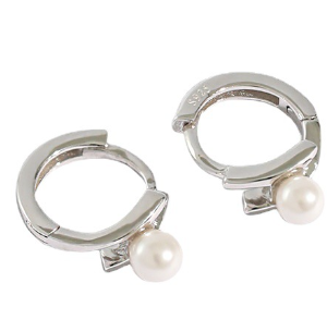 Shell Pearl Hoop Ohrringe 925 Sterling Silber elegant minimal