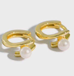 Shell Pearl Hoop Ohrringe 925 Sterling Silber elegant minimal