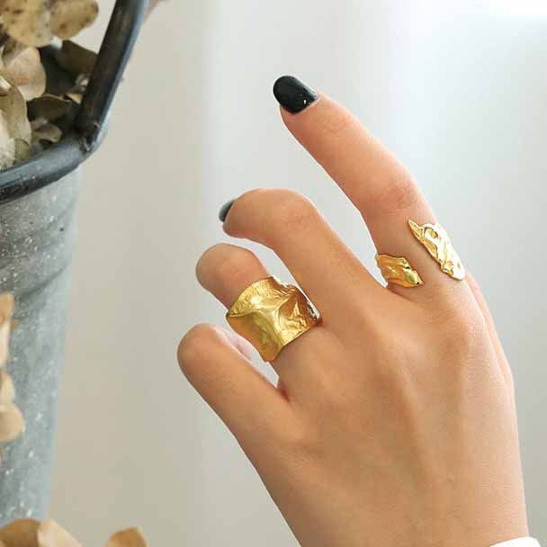 Irregular 925 Sterling Silver Adjustable Ring - SterlingSilberSchmuck