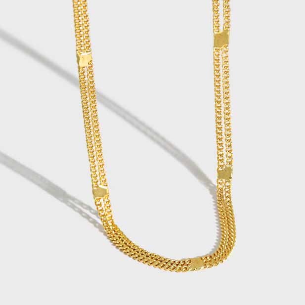 Doppelschicht Choker Halskette aus 925 Sterlingsilber von silverbene, elegant und modern mit feinen Ketten und Anhängern.