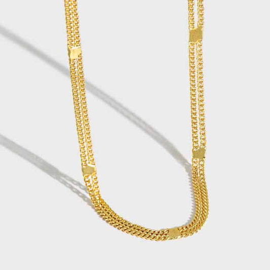 Doppelschicht Choker Halskette aus 925 Sterlingsilber von silverbene, elegant und modern mit feinen Ketten und Anhängern.