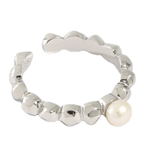 Natural Pearl Beads 925 Sterling Silver Adjustable Ring - SterlingSilberSchmuck