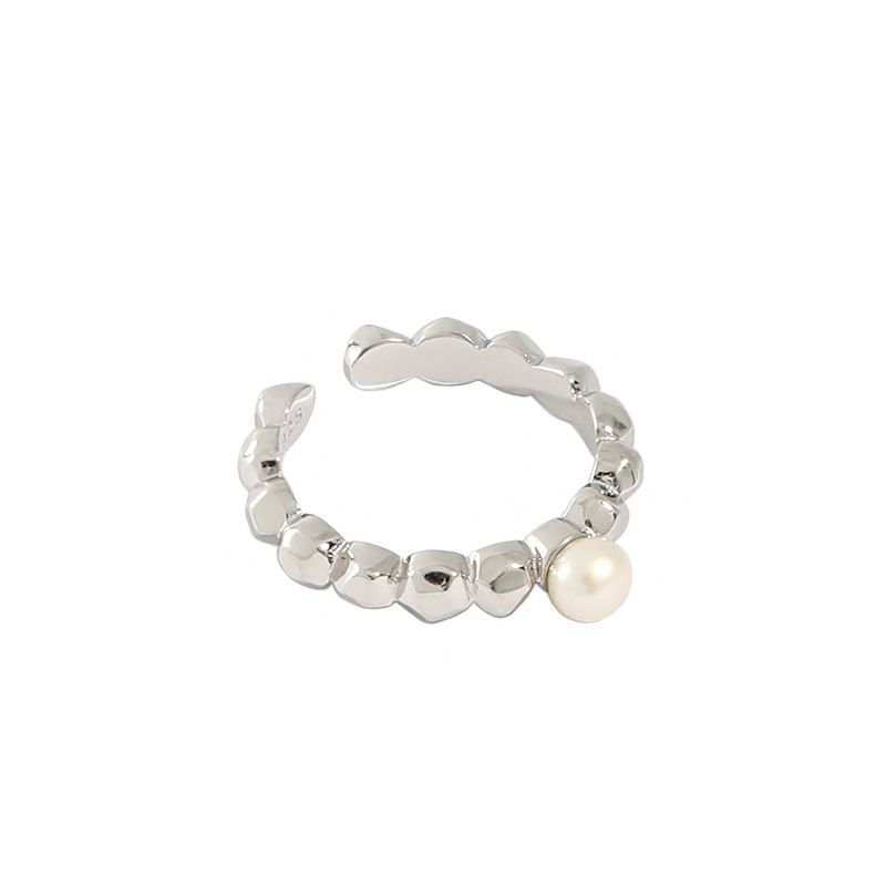 Natural Pearl Beads 925 Sterling Silver Adjustable Ring - SterlingSilberSchmuck