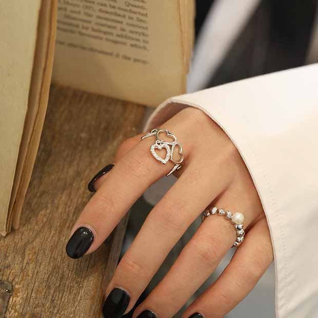Natural Pearl Beads 925 Sterling Silver Adjustable Ring - SterlingSilberSchmuck