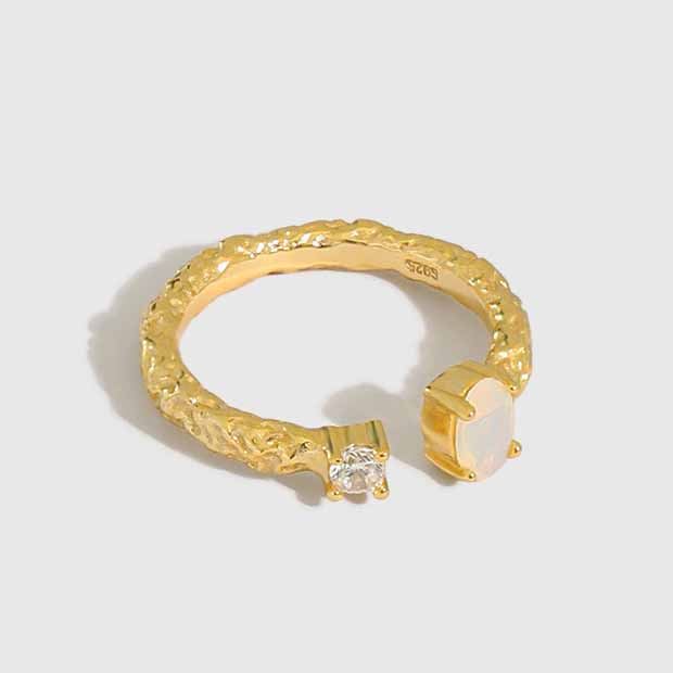 Goldener Sandstein & Kristall Kette - 925 Silber Quadrat Kette