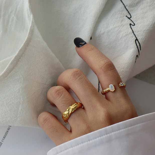 Goldener Sandstein & Kristall Kette - 925 Silber Quadrat Kette
