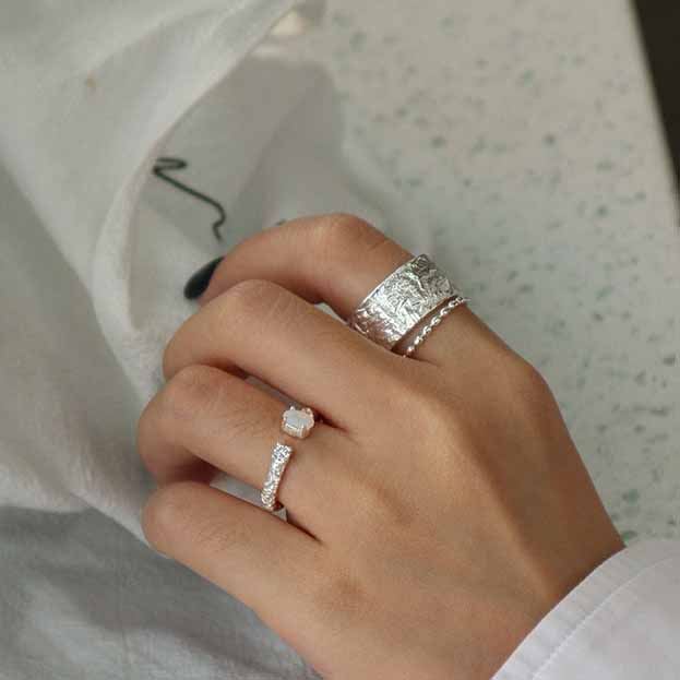 Goldener Sandstein & Kristall Kette - 925 Silber Quadrat Kette